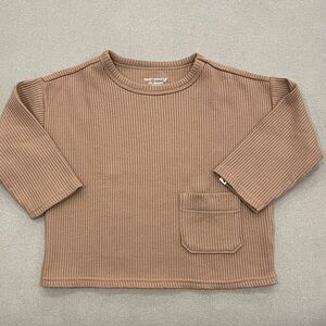 Cozy Brown Ribbed Long Sleeve Kids Tee